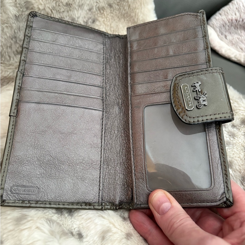 Vintage Coach Grey shiny patten Women's leather wallet - Picture 9 of 11
